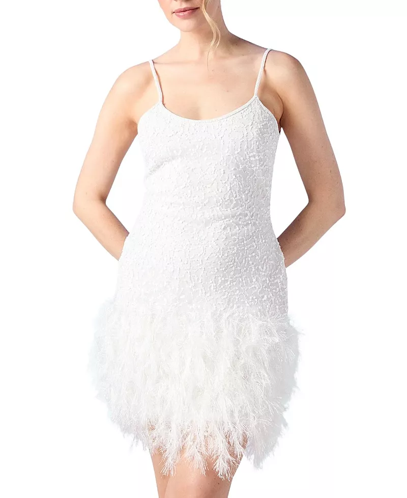Coast Embellished Feather Bridal Mini Dress