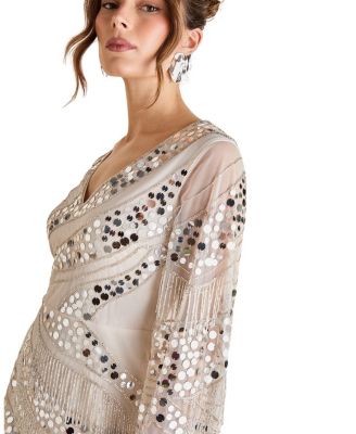 Flare Sleeve Sequin Mini Dress