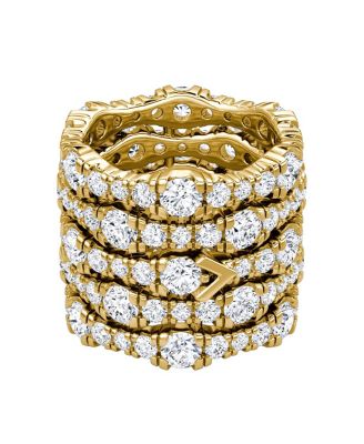  5 Row Pave Ring in 14K Gold, 7.76ctw Round Brilliant Lab Grown Diamonds