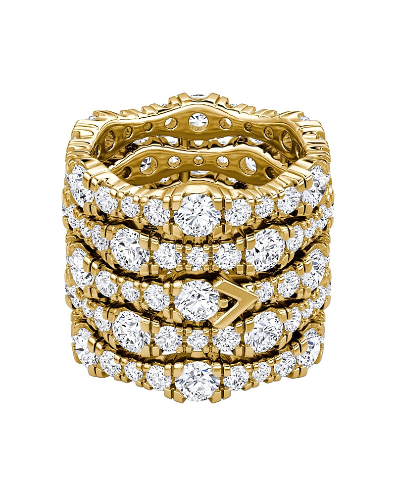 Vrai 5 Row Pave Ring In 14k Gold, 7.76ctw Round Brilliant Lab Grown Diamonds In Gold