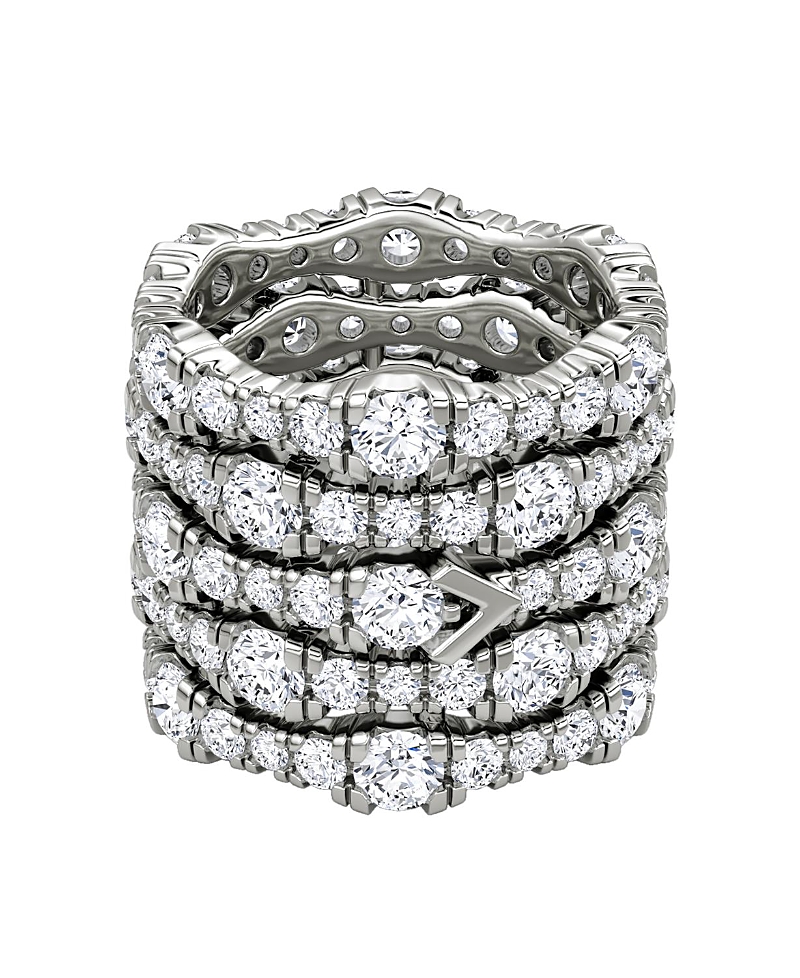 Vrai 5 Row Pave Ring In 14k Gold, 7.76ctw Round Brilliant Lab Grown Diamonds In Metallic