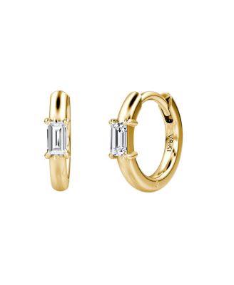 Solitaire Huggie Hoop in 14K Yellow Gold, 0.2ctw Baguette Lab Grown Diamonds
