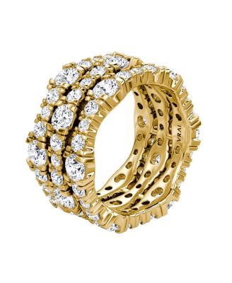  V 3 Row Pave Ring in 14K Gold, 4.56ctw Round Brilliant Lab Grown Diamonds