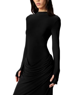 High-Neck Ruched Maxi Dress