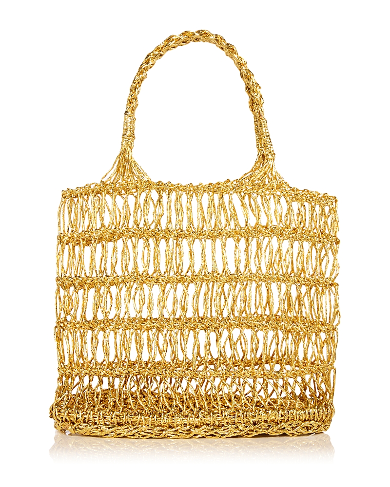 Aqua Woven Metallic Tote - Exclusive In Gold