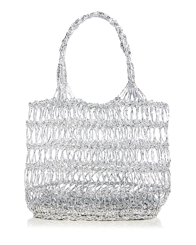 Aqua Woven Metallic Tote - Exclusive In Silver