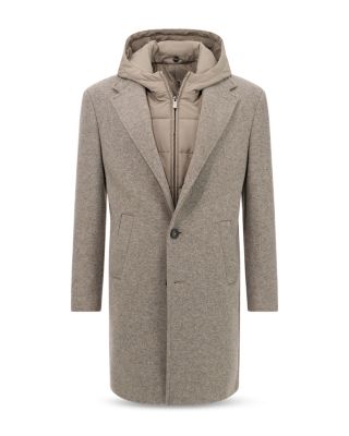Single Breasted Jersey Coat with Removable Hooded Insert