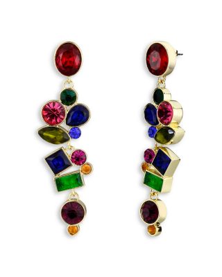 Mixed Cubic Zirconia Cluster Linear Drop Earrings - Exclusive