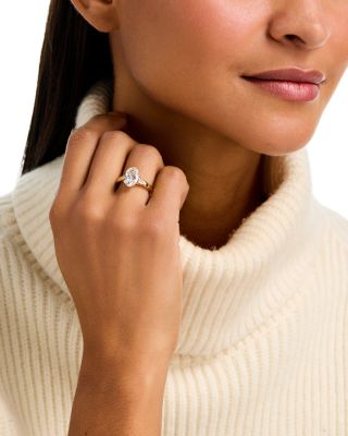 Luxe Collection Certified Lab Grown Diamond Oval & Baguette Engagement Ring in 14K Yellow Gold, 3.25 tcw