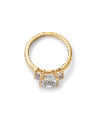 Luxe Collection Certified Lab Grown Diamond Emerald Cut & Baguette Engagement Ring in 14K Yellow Gold, 3.5 tcw