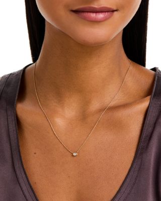 14K Yellow Gold Lab Grown Diamond Solitaire Pendant Necklace, 18"