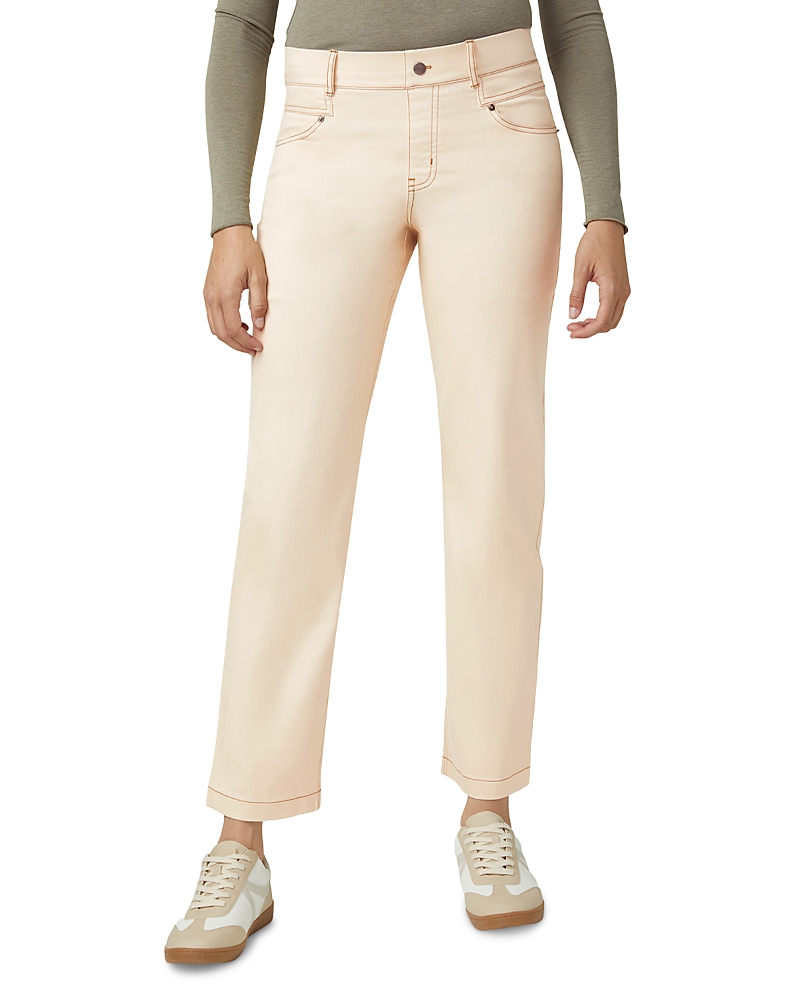 Hue Crosshatch Mid Rise Straight Jeans In Ecru In White