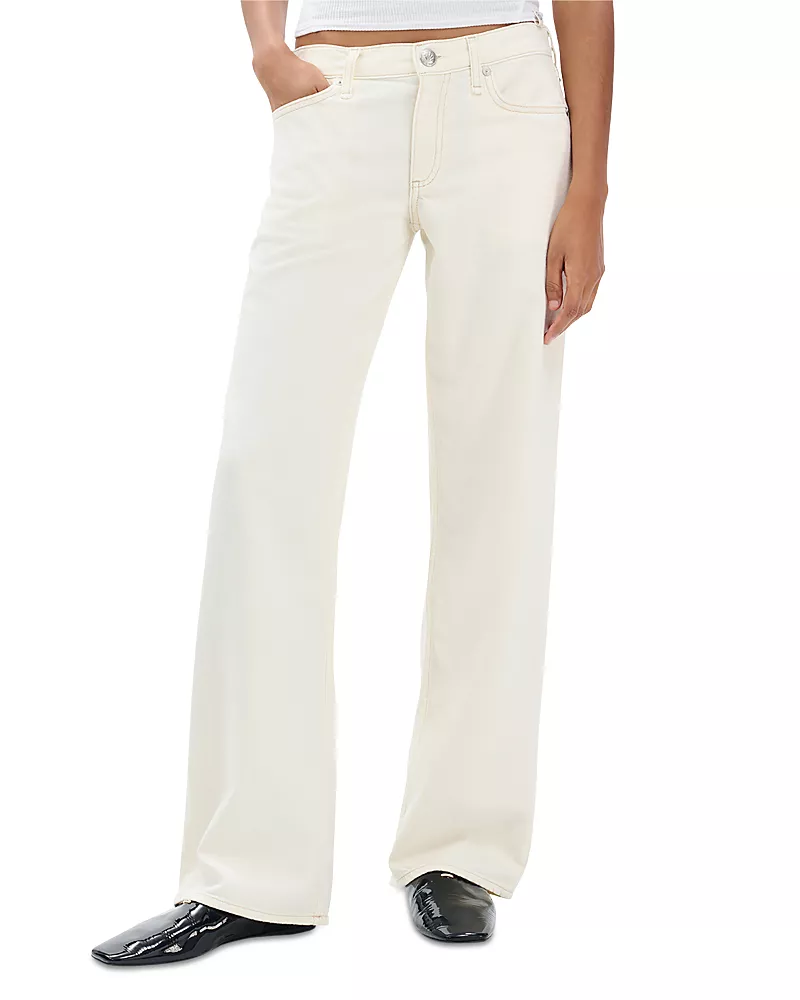 rag & bone The Saige High Rise Straight Jeans in Ecru
