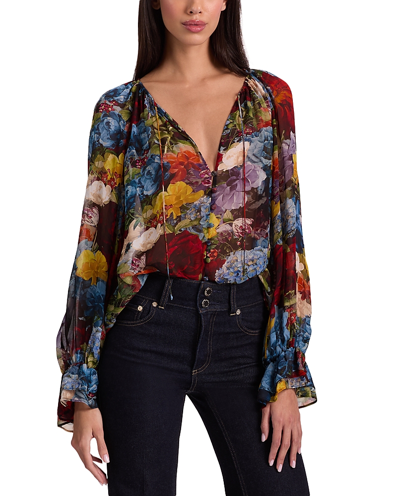 Alice and Olivia Josephine Split Neck Top