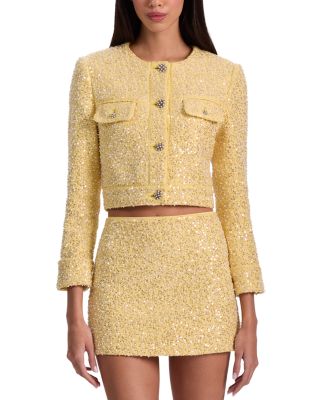 Lorie Long Sleeve Embellished Tweed Jacket