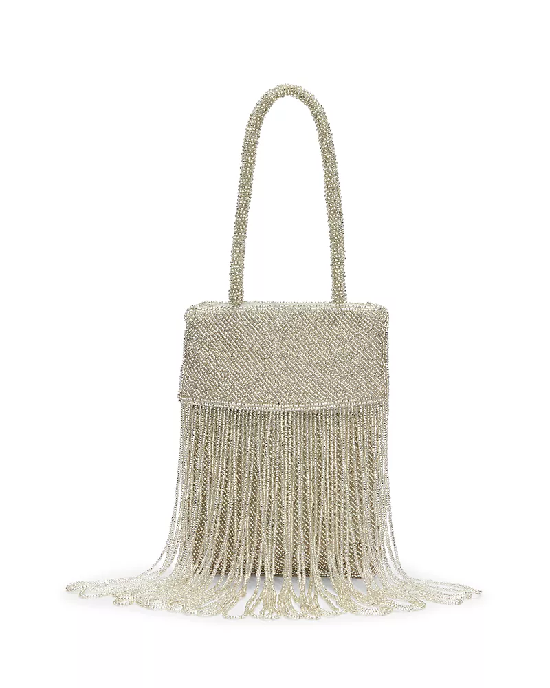 Reformation Valentina Mini Beaded Satin Shoulder Bag