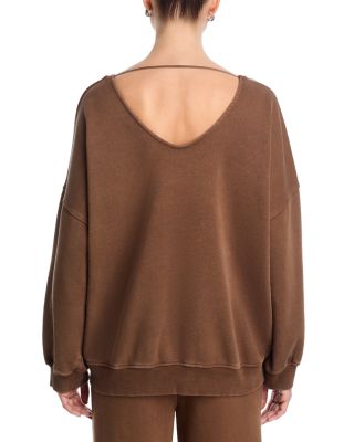 Coffee Garment Dye V Neck Top & Wide Leg Pants