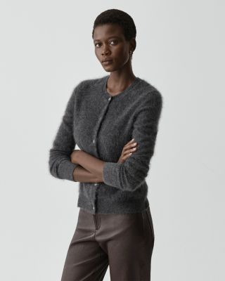  Brushed Crewneck Cardigan in Cashmere