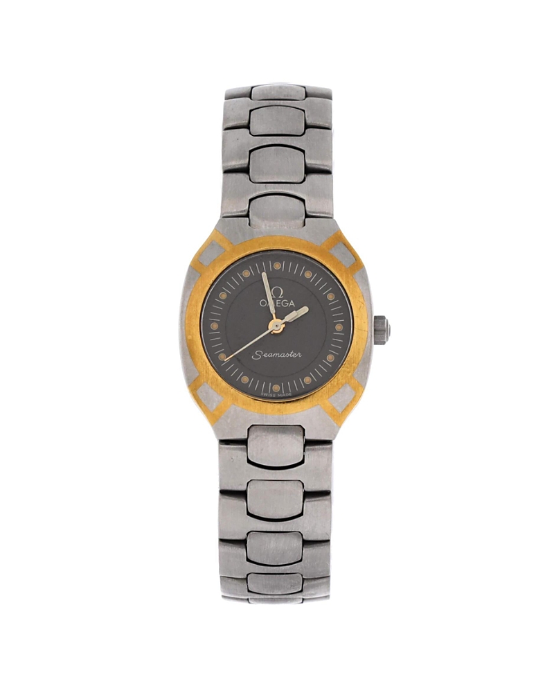 PRE-OWNED OMEGA Pre-owned Omega Seamaster Polaris Quartz Watch In Stainless Steel With Plated Metal 22mm In Gray