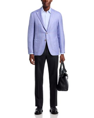 Kei Wool, Silk & Linen Plaid Unstructured Trim Fit Sport Coat