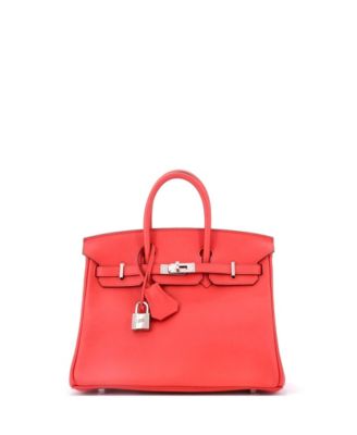 Birkin 25 Handbag Red Swift with Palladium Hardware