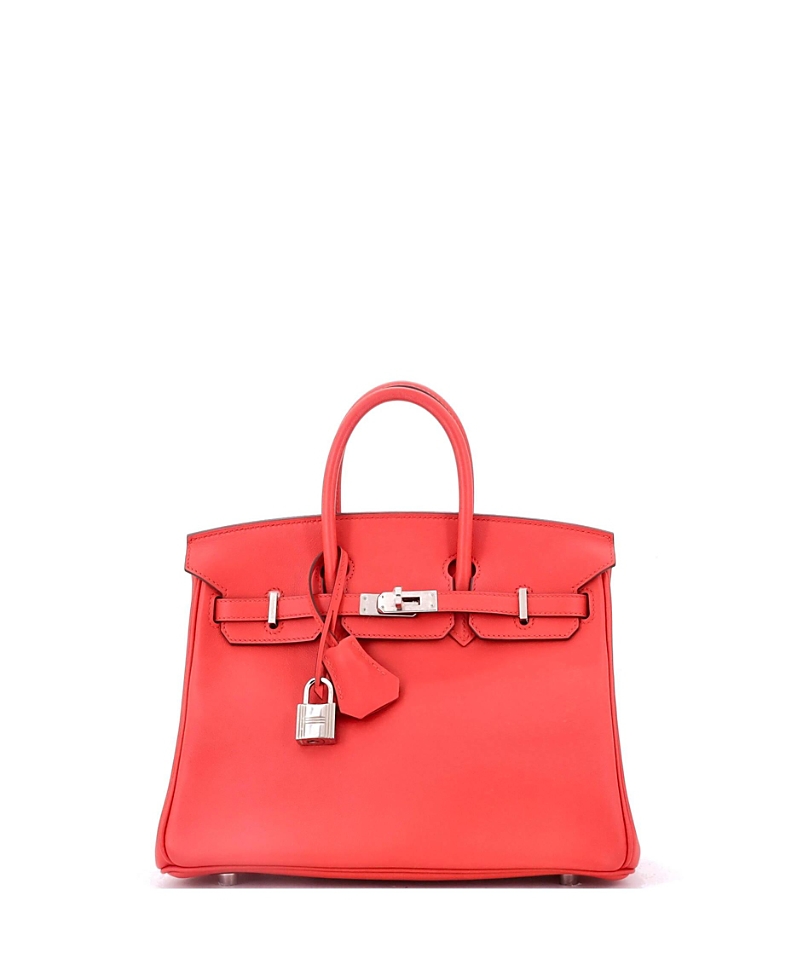 PRE-OWNED HERMES Pre-owned  Hermes Birkin 25 Handbag Red Swift With Palladium Hardware