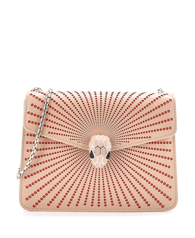 PRE-OWNED BVLGARI Pre-owned Bvlgari Small Serpenti Forever Square Shoulder Bag Laser Cut Leather In Neutral