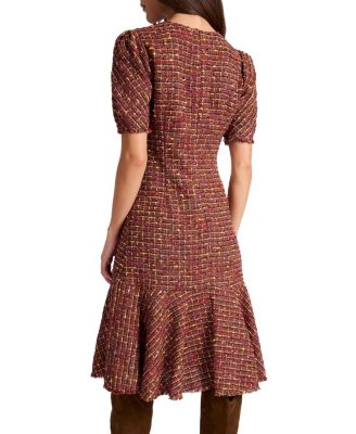 Dasia Sheath Tweed Dress with Puff Sleeves