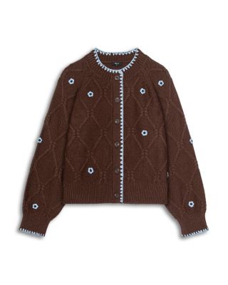 Laurie Crewneck Cable Knit Cardigan Sweater