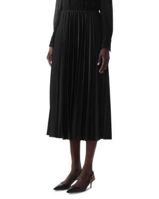 Crepe Satin Pleated Midi Skirt