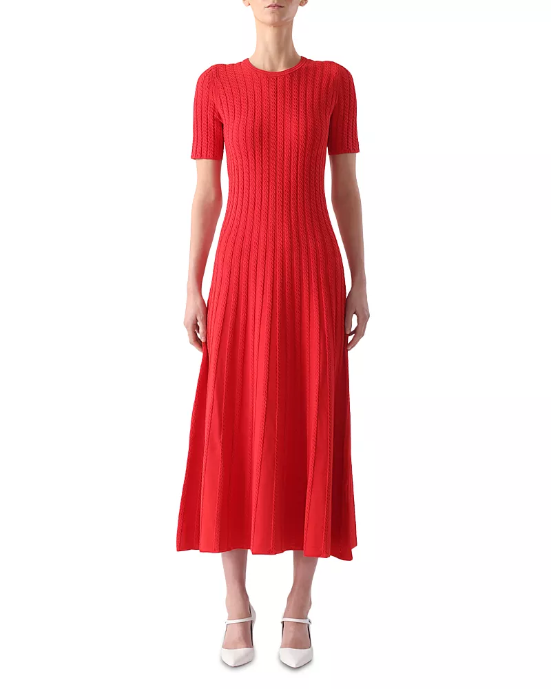 Jason Wu Collection Cable Stitch Midi Sweater Dress