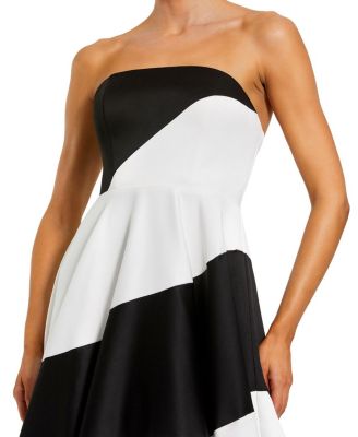 Women's Colorblock Striped Satin Strapless Ballgown