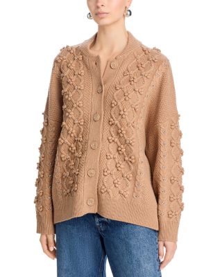 Cable Knit Cardigan with Rhinestone Embellishments