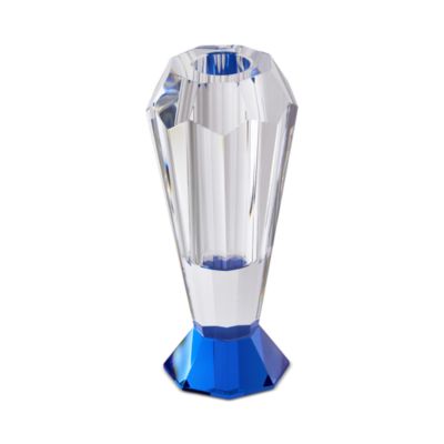 Crystal Glass Bud Vase with Blue Base