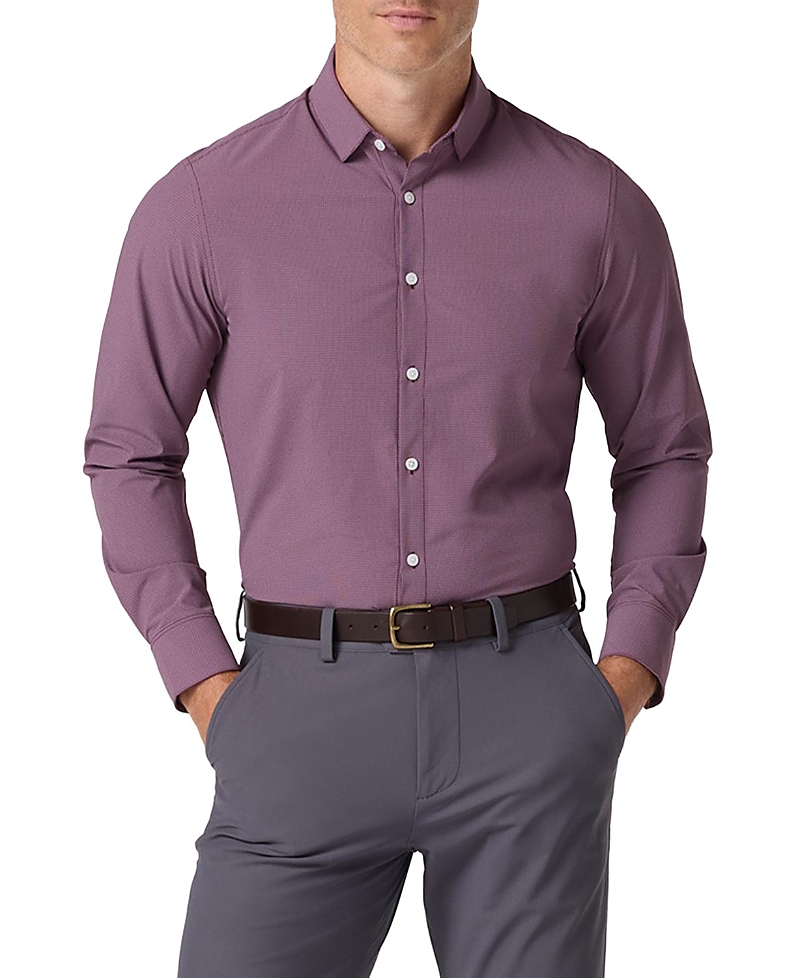 Mizzen + Main Mizzen+main Leeward Trim Fit Plaid Performance Button-up Shirt In Purple
