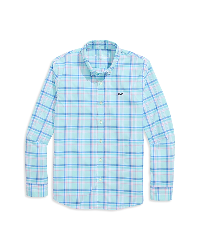 Vineyard Vines Boys' Coconut Key Plaid Featherweight Perf Shirt - Little Kid, Big Kid In Blue