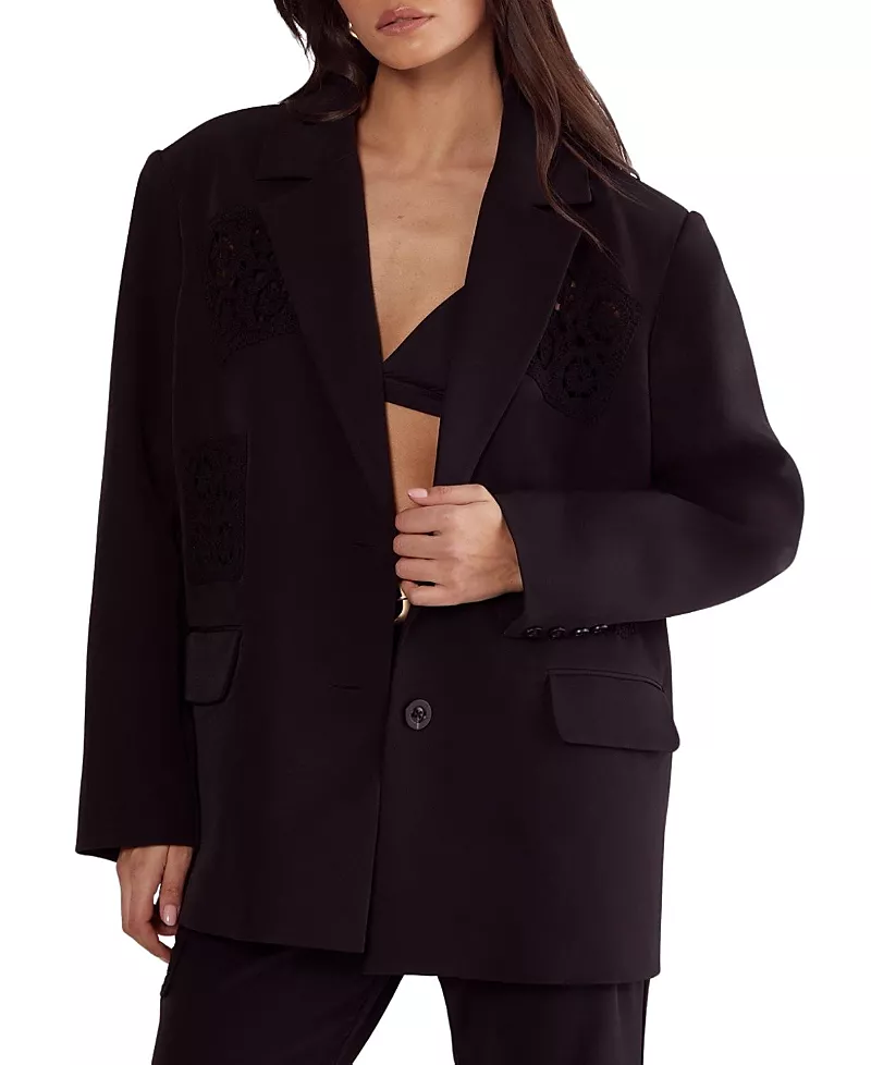 Nasty Gal Tailored Crochet Insert Oversized Blazer