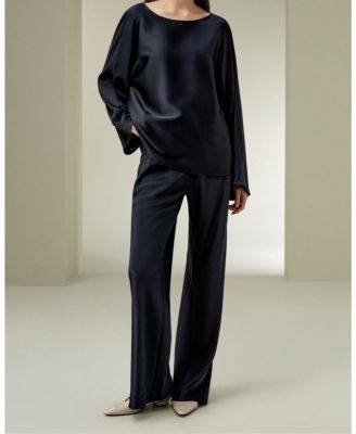 Silk Charmeuse Crewneck Top