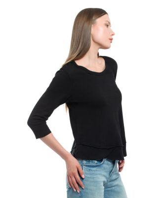  3/4 Sleeve Shrunken Crew Mock Layer Tee