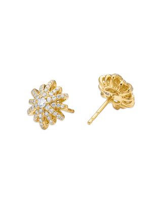 Starburst Stud Earrings in 18K Yellow Gold with Diamonds, 11.7mm