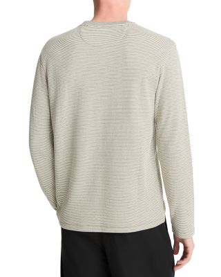 Striped Double Knit Long Sleeved Crewneck Tee