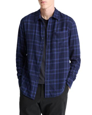 Big Horn Plaid Separate Placket Classic Fit Button Down Shirt