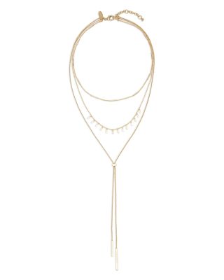 Bar Jewelry Dangling Bar Carrie Layered Lariat Necklace, 16"