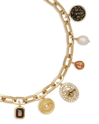 Charm Jewelry Bellamy Stone, Pav&eacute; & Freshwater Collar Necklace, 15-18"