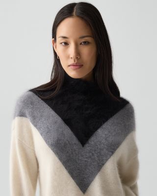 Chevron Yoke Cashmere Sweater