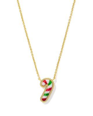Candy Cane Adjustable Pendant Necklace in 14K Gold Plated, 19"