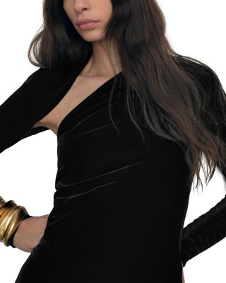 Petite Kass Sheer Panelled Velvet Midi Dress