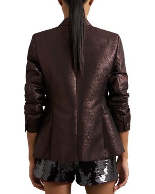 Petite Sienna Double Breasted Metallic Blazer