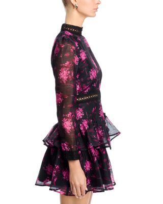 Mock Neck Long Sleeve Ruffle Mini Dress - Exclusive