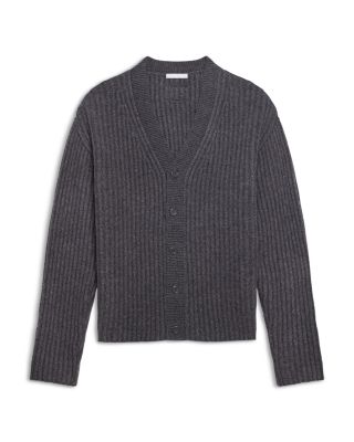 Relaxed Fit Ribbed Cardigan Sweater